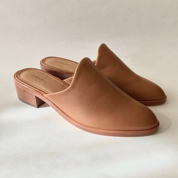 Soludos Venetian Tan Leather Mule Loafers Almond Toe Low Heel Casual Shoes 6.5 - Picture 4 of 11